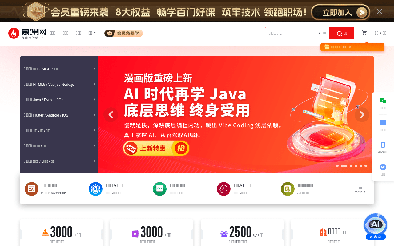 慕课网网站截图