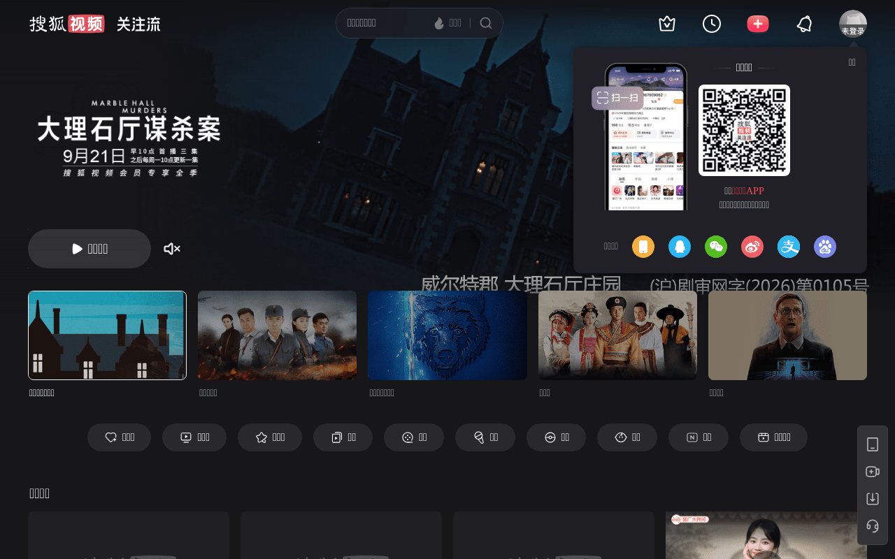 搜狐视频网站截图